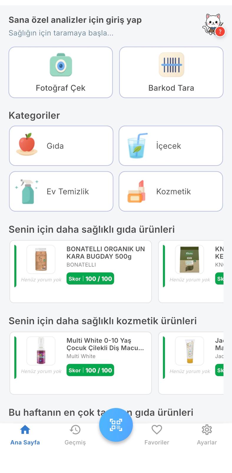 ÇabukBak Ana sayfa ekranı