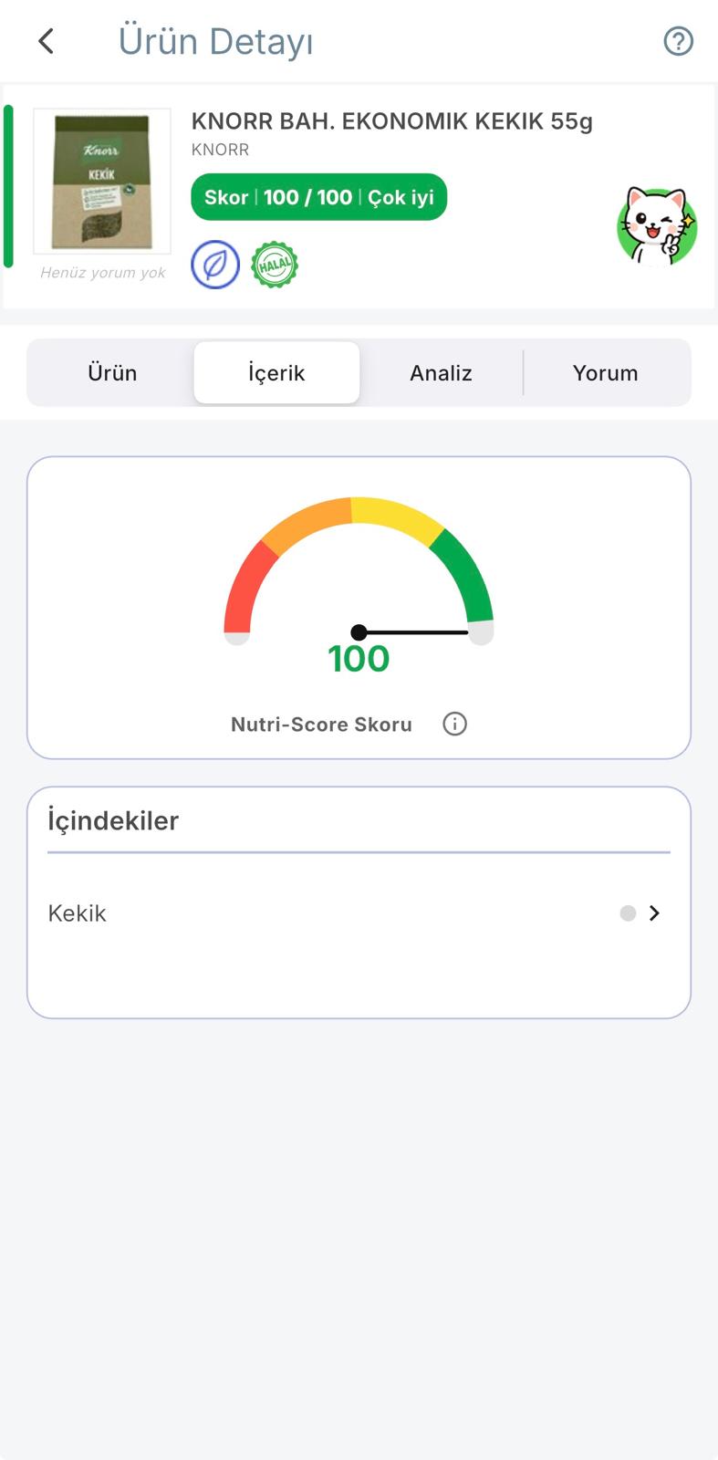 ÇabukBak Ürün skor ekranı